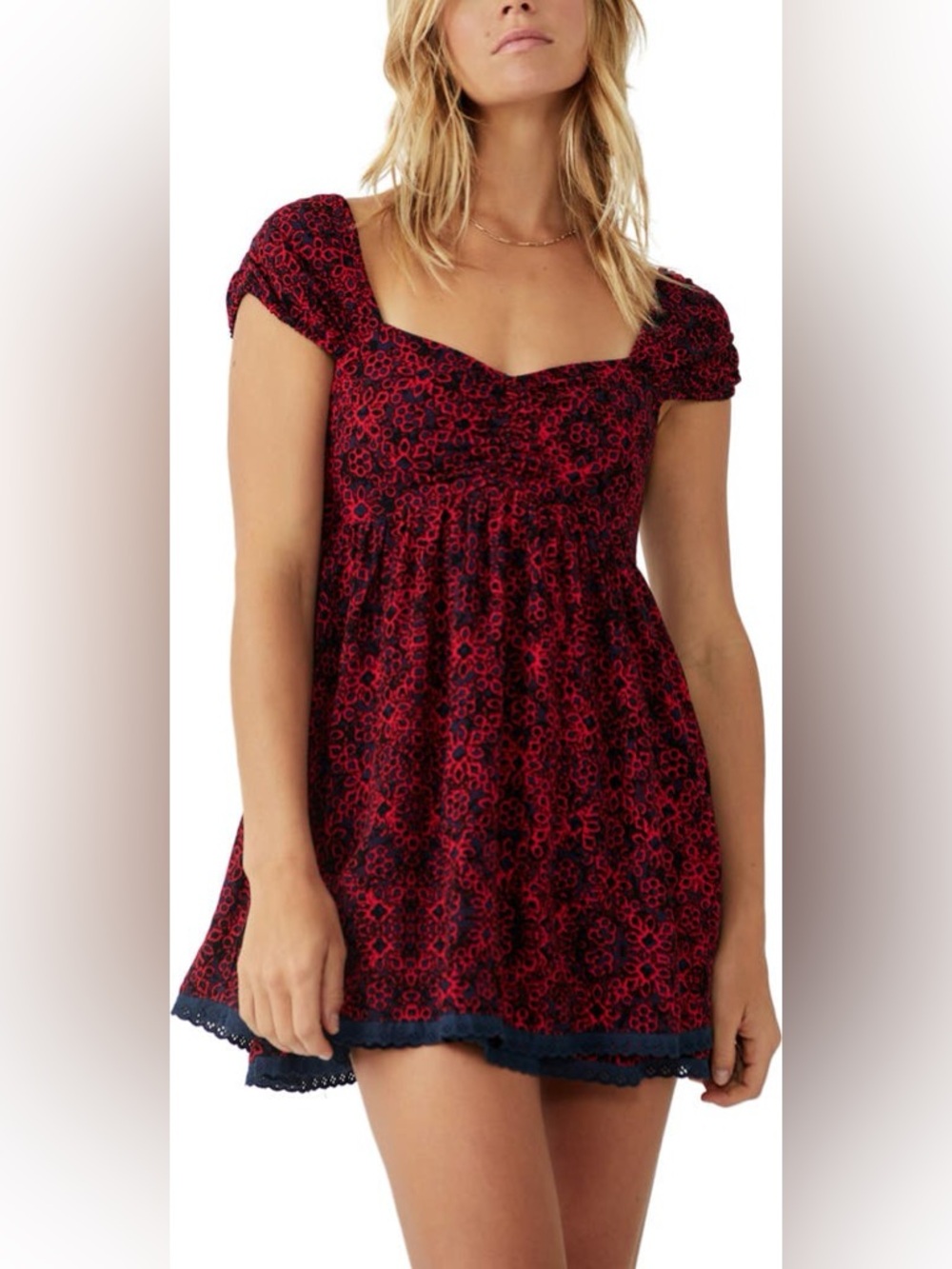 Free People Tabitha Floral Sweetheart Neckline Minidress